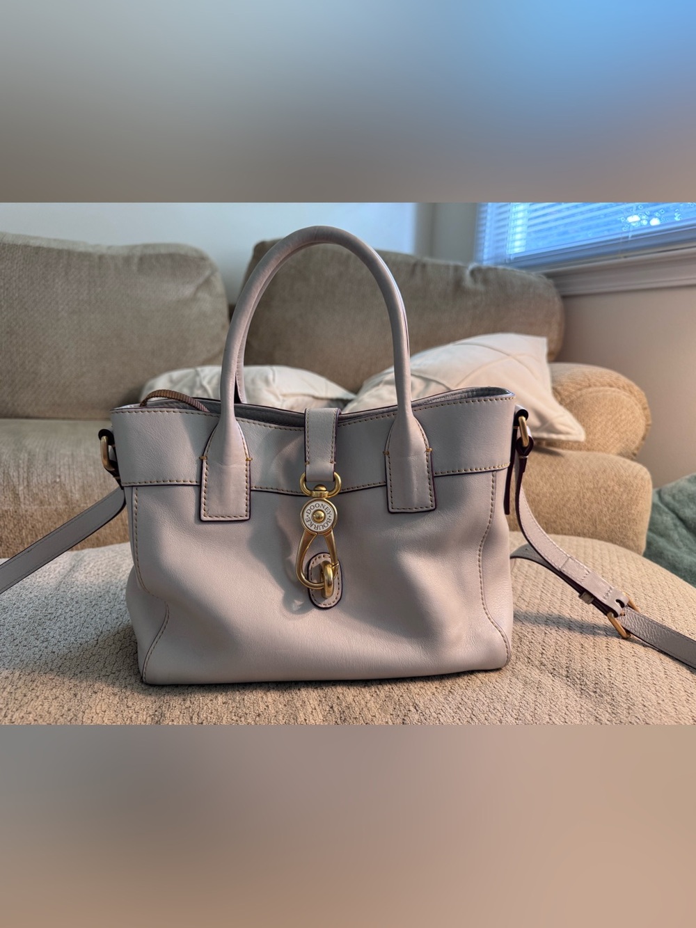 Dooney Light Blue Amelie TOTE Florentine Leather With Shoulder Strap - Picture 3 of 11